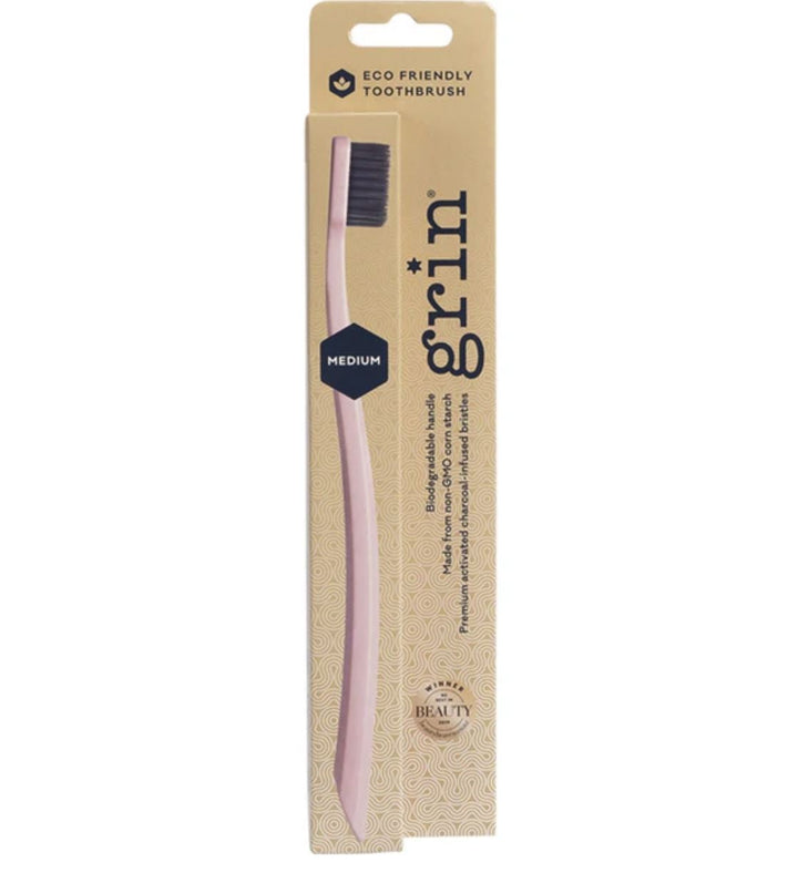 GRIN Medium Toothbrush - Rose Pink